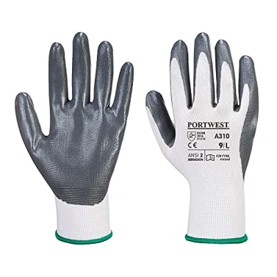 Imagen de Portwest Guante De Nitrilo Flexo Grip, Tamaño: L, Color: Gris/Blanco, A310GRWL