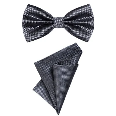 Imagen de DonDon Set para hombres compuesto por un pañuelo y una pajarita a juego en color, unida ajustable tamaño gris oscuro