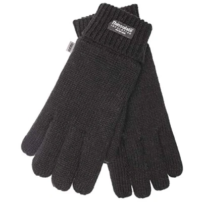 Imagen de EEM guantes para hombre de lana suave con forro térmico Thinsulate; negro, XXL