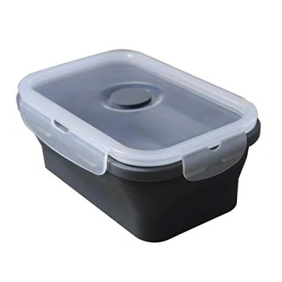 Imagen de Fackelmann Fiambrera Plegable Térmica para Comida Caliente y Fría, Silicona con cierres herméticos, resistente a 230ºC, apto microondas, frigorífico congelador, gris transparente, 350ml, 1ud.