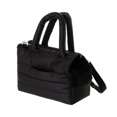 Imagen de bolsa de transporte para perros y gatos viaje perros, hombro mascotas, con banda elástica mosquetón, hasta 5 kg, color negro