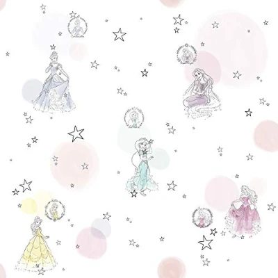 Imagen de Komar TD5 0004 Disney Papel Pintado (Fieltro, 1 Rollo, diseño de Princesas, Fantasía, 10,05 x 0,53 m (Länge Breite), 5,3 Quadratmeter