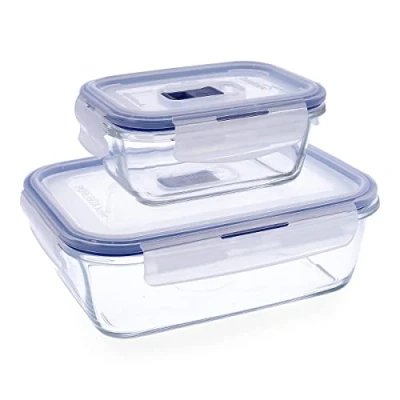 Imagen de Luminarc Pure Box Active Set 2 Recipientes Rect Herméticos Vidrio Piezas 38cl 122cl Transparente