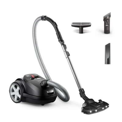 Imagen de Philips Serie 8000 Aspiradora con Bolsa Performer LED Motor de 900 W, Boquilla TriActive+ LED, HEPA, 12 m, Bolsas Larga duración, Negro Intenso (XD8122/10)