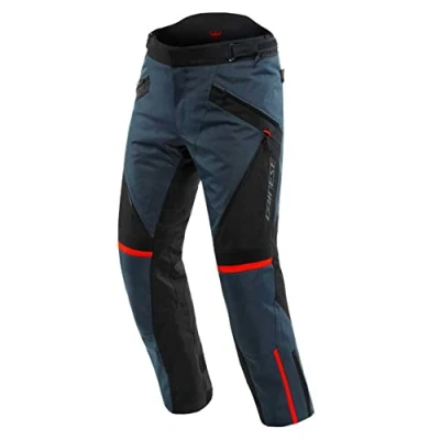 Imagen de Dainese Tempest 3 D Dry Pants, Pantalones de moto Touring para Hombre, Membrana Impermeable, Interior Térmico Extraíble, Protectores Rodilla, Ébano/Negro/Rojo Lava, 46
