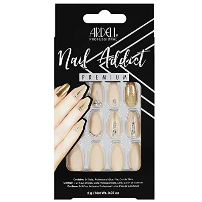 Imagen de Ardell Premium Nail Addict Nude Jeweled Uñas Postizas Contiene: 24 Uñas, Adhesivo Profesional, Lima, Palo de la Cutícula Unidades Efecto profesional Con diseño