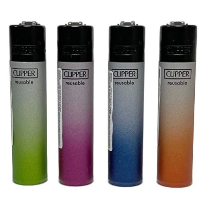 Imagen de Clipper Encendedores clásicos de colores metálicos con degradados FLINT 4 mecheros la colección iHATS LONDON UK