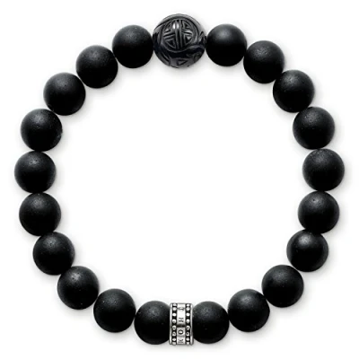 Imagen de THOMAS SABO Pulsera Obsidiana Plata de Ley 925 A1085 023 11 L, 19 cm, Negro