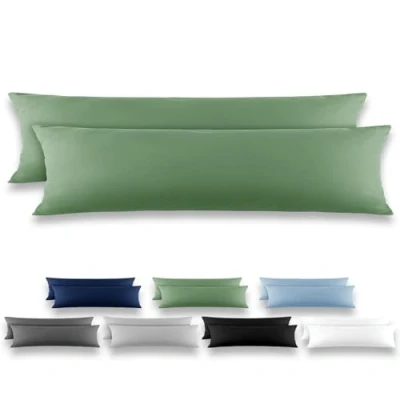 Imagen de REDKEY Funda Almohada Juego de 2 Fundas Almohadas 40x145 cm, con Solapa (sin Cremallera), Transpirable Suave Antiarrugas Microfibra Verde Hierba