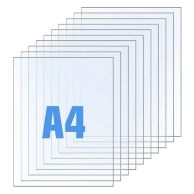 Imagen de 12 Hojas de Acrílico Transparente A4 (210 x 297 mm), Metacrilato 1 mm con Película Protectora Láminas Plexiglás para Marcos Fotos, Proyectos DIY, Manualidades y Exhibiciones
