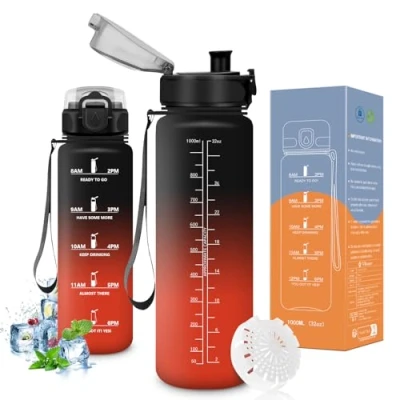 Imagen de Vikaster Botella agua, 1000ml, sin BPA, de agua repetida, para Deporte, Gimnasio, Running, Niños, Bicicleta