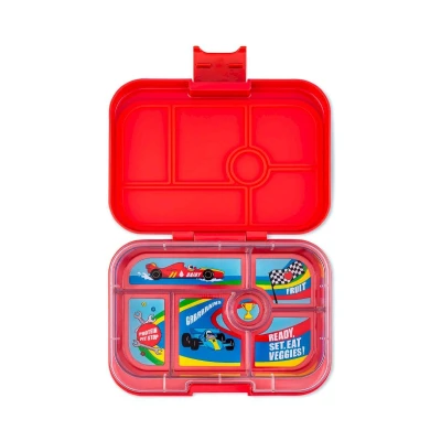 Imagen de Yumbox Lonchera Bento original a prueba de fugas para niños (Roar Red (Race Cars Tray)) (RRI202303C)