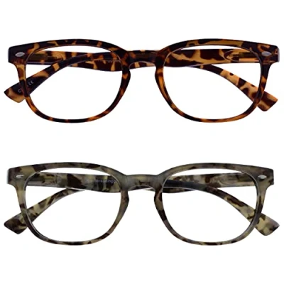 Imagen de OPULIZE The Reading Glasses Company Gafas De Lectura Marrón Y Gris Lectores Valor Pack 2 Estilo Gregory Peck Hombres Mujeres Rr14 2T7 +2,50 Unidades 58 g