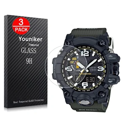 Imagen de Youniker 3 Unidades Protector de Pantalla Compatible con Casio GWG1000 Cristal Vidrio Templado para G Shock Watch 9H Dureza Sin Burbujas