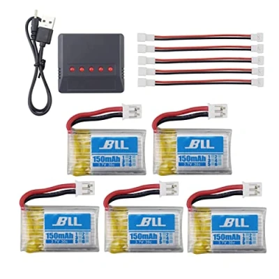 Imagen de ZYGY 5pcs 3.7V 150mAh batería Litio y Cargador 5 en 1 para H36 E010 E011 E013 RC Quadcopter Drone UAV
