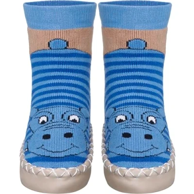Imagen de Playshoes Zapatillas, Pantuflas Unisex niños, Hipopótamo Azul, 23/26 EU