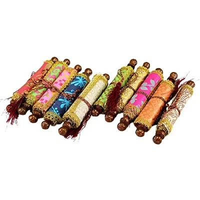 Imagen de eSplanade Sobres Lifafa para regalo de dinero, tipo rollo rodante, papel hecho a mano, multicolor, paquete 10