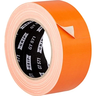Imagen de GRIP Eventbasics cinta de tela naranja, 50 mm x 25 m, color Gaffa Tape GT 571, muy alta fuerza adhesiva, adhesiva profesional para marcar, manualidades, fijación, reparación, etc. en interiores
