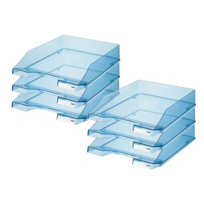 Imagen de HAN KLASSIK Bandeja para correo, DIN A4/C4, apilable, robusta, 6 unidades, transparente, color transparente azul