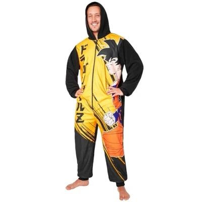 Imagen de Dragon Ball Z Pijama Mono Polar con Capucha para Hombre Regalos Homrbes (Negro/Amarillo, XL)