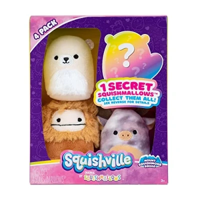Imagen de Squishville Pack de 4 Purpurina Squad Felpa, Multicolor (Jazwares SQM0326)
