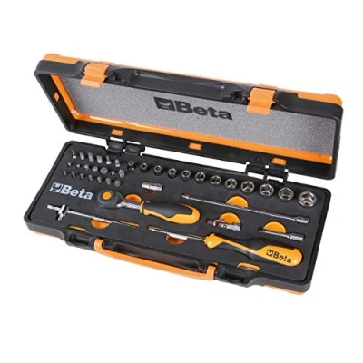 Imagen de Beta 900/C12MR Surtido de 12 llaves vaso hexagonales, 20 puntas para destornilladores y 7 accesorios en termoformados suaves caja metal
