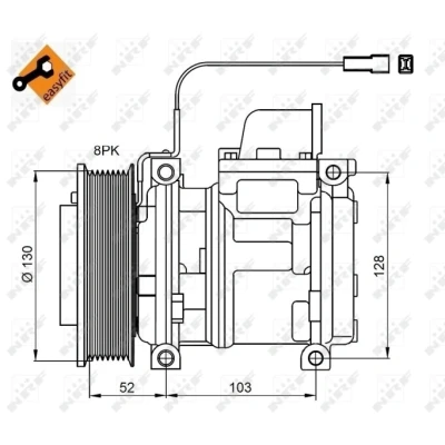 Imagen de NRF 32824 compresor de Aire Acondicionado 10PA15C 24 PAG 46 con aceite PAG, junta anular EASY FIT