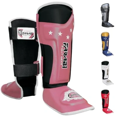 Imagen de Mytra Fusion Niños espinilleras Kick Boxing MMA, Muay Thai espinillera Shin Instep Protection para Kickboxing, Training, Sparring, Gear y Artes Marciales (Pink)