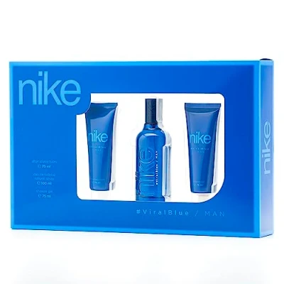Imagen de NIKE Viral Blue, Estuche de Regalo Hombre, Colonia 100 ml + Gel Baño 75 After Shave ml, Eau Toilette Natural y Masculina, Aroma Cítrico, Fragancia Fresca, Inolvidable Duradera