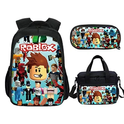 Imagen de Mochila Roblox para niños con bolsa de almuerzo aislada, estuche escolar