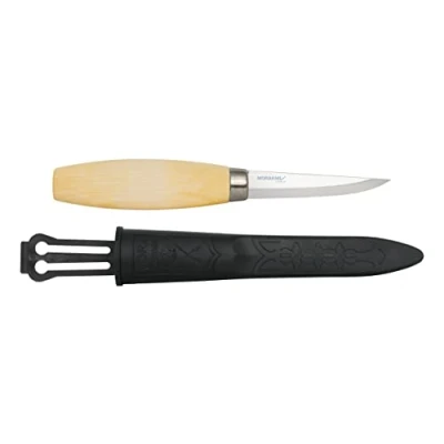 Imagen de Morakniv Cuchillo de tallado madera acero al carbono 106 con vaina, 3.25 pulgadas
