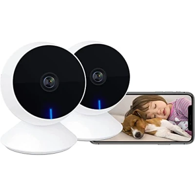 Imagen de Laxihub M1 Mini Cámara Vigilancia Wifi Interior, 1080p Full HD Baby Monitor con Visión Nocturna, Para Mascotas, Audio Bidireccional, Detección de Sonido Movimiento, Compatible Alexa, 2PC