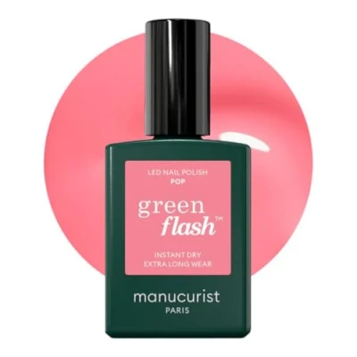 Imagen de Manucurist Green Flash Esmalte Semipermanente Uñas Rosa Pastel POP Gel Neón Pintauñas Semipermanentes 12 free, de origen orgánico (84%) Fabricado en Francia 15 ml
