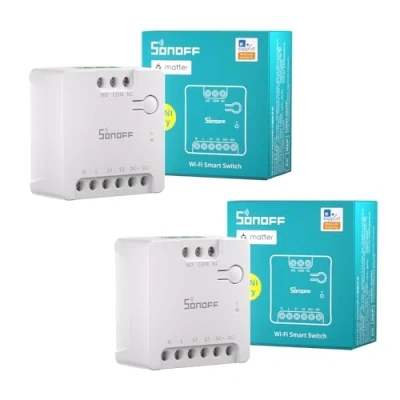 Imagen de SONOFF MINI D Matter Interruptor Inteligente para Puerta de Garaje, Conmutador con Contacto Seco, Soporte Entrada CC (12 48V) Carga Máxima 8W, Compatible Alexa y Google Home, 2PCS