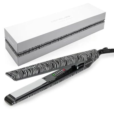 Imagen de Corioliss C1 Plancha del pelo Profesional Placas de titanio Alisado y Ondas Temperatura ajustable 120º 235º Calentamiento 20 seg Con funda Viaje Zebra Silver