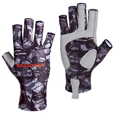 Imagen de Bassdash Altime Guantes de Pesca sin Dedos con protección Solar UPF 50+ para Hombre y Mujer Kayak Remo Senderismo Ciclismo conducción Tiro Entrenamiento