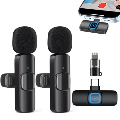 Imagen de Microfono Inalambrico para iPhone/iOS/Android, Micrófono Lavalier Inalámbrico Bluetooth Móvil Portátil, Youtube, Facebook, Twitter, TIK Tok Video y transmisión en Vivo(No se Requiere App)