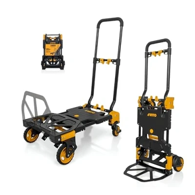 Imagen de VITO VICTD2137 Carretilla de mano 2 en 1 resistente y plegable (70 kg carretilla/plataforma 137 kg) Ruedas resistentes Carro plástico acero 7,2 (VICTD2137)