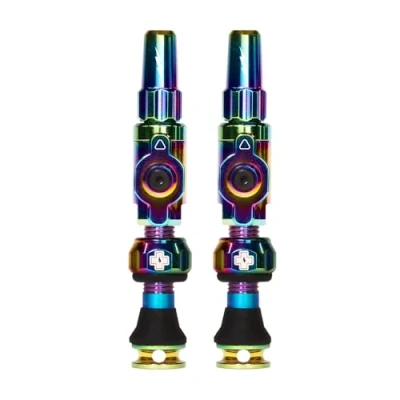 Imagen de Muc Off Big Bore Lite Tubeless Valves, Iridescent 45mm Dust Caps for Bikes with Revolutionary Airflow Technology Presta Valve MTB/Road/Gravel