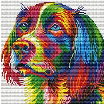 Imagen de Awesocrafts kit de punto cruz estampado perro colores, patrones fáciles cruz, costura bordado, suministros