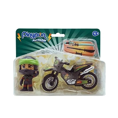 Imagen de Pinypon Action The Ninja Motorbike Demon, Moto Deportiva Negra, Detalles de dragón para Figura acción, 1 muñeco y Accesorios Juego, Juguete niños niñas Desde 4 años, Famosa (PNC25000)