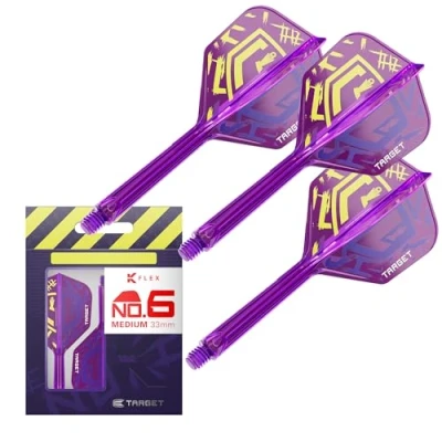 Imagen de Target Darts Luke Littler Vuelos y Sistema de Varillas K Flex World Champion, No.6 Kflex Edición Nuke 2025, All In One, Ejes Rodamientos Integrados (Paquete 3) Medio, 33mm