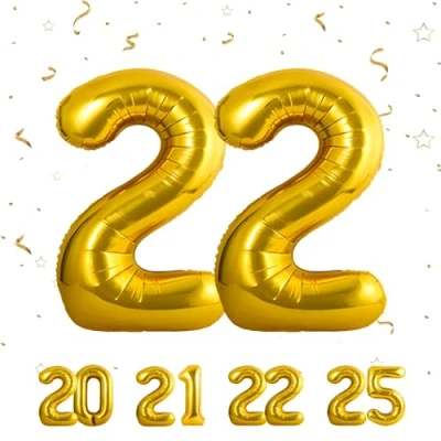 Imagen de Globos de Cumpleãnos Numeros 22 Oro,101 CM Globo Gigantes Grandes Decoracion,Globo Numero Niño Niña Adultos decorazione,Vuelan con Helio