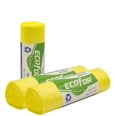 Imagen de VIRSUS 100 BOLSAS DE BASURA MEDIDA 70 X 110 CM COLOR AMARILLO CON CAPACIDAD LITROS PARA RECOGIDA SELECTIVA