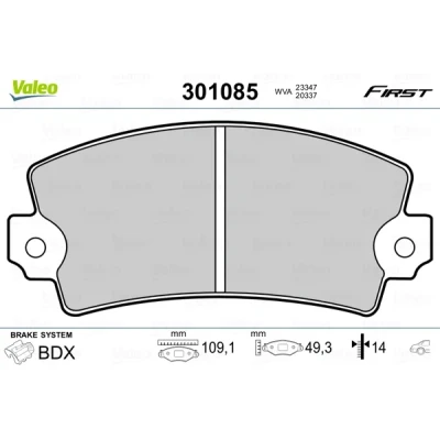 Imagen de VALEO 301085 Juego de pastillas freno FIRST Eje trasero excl. contacto avisador desgaste sin chapa antichirridos RENAULT: 5 Hatchback