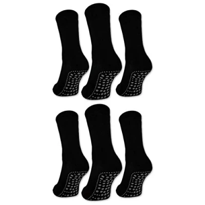 Imagen de sockenkauf24 3 o 6 Pares Calcetines Antideslizantes Hombre Mujer Algodón ABS (39 42, Negro)