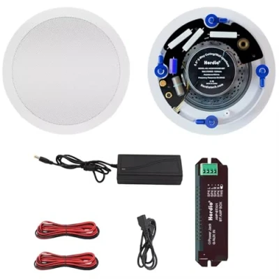 Imagen de Herdio 6,5 Pulgadas, 320w, 2 vías, montado en la Pared, Adecuado para baño doméstico, Cocina, Oficina, con Altavoces estéreo de Gama Completa, Compatible Bluetooth