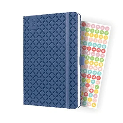 Imagen de SIGEL J4101 Jolie Agenda semanal 2024, tapa dura, 13,5 x 20,3 cm, 174 páginas, azul