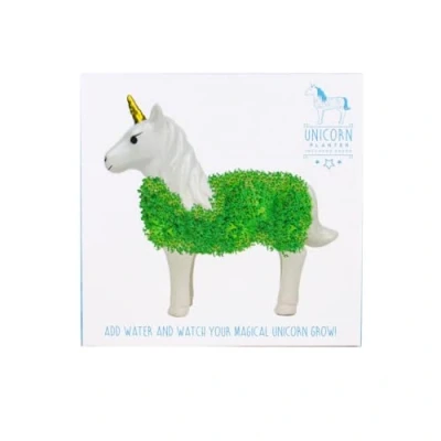 Imagen de GR Gift Republic GR452177 Unicornio de cerámica para Cultivo Semillas chía, berros, brotes Alfalfa, Color Blanco