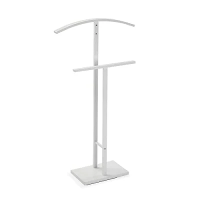 Imagen de Versa Lund Galán de Noche Moderno Multifuncional con 2 Perchas o Colgadores para Ropa Hombre Mujer, Medidas (Al x L An) 100 20 52 cm, Acero, Color Blanco